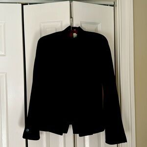 Worth Black Wool Suit- Skirt with gold coins belt and fitted jacket Size 4